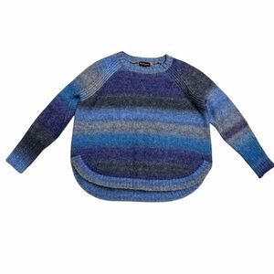 Knitizen Blue and Gray Striped Sweater